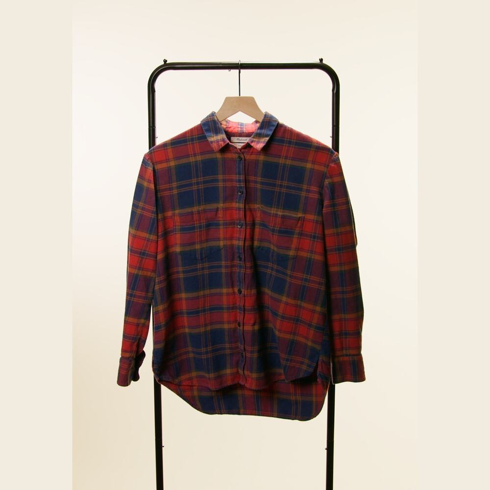 Madewell Women’s S Oversized Plaid Flannel Button Up Shirt